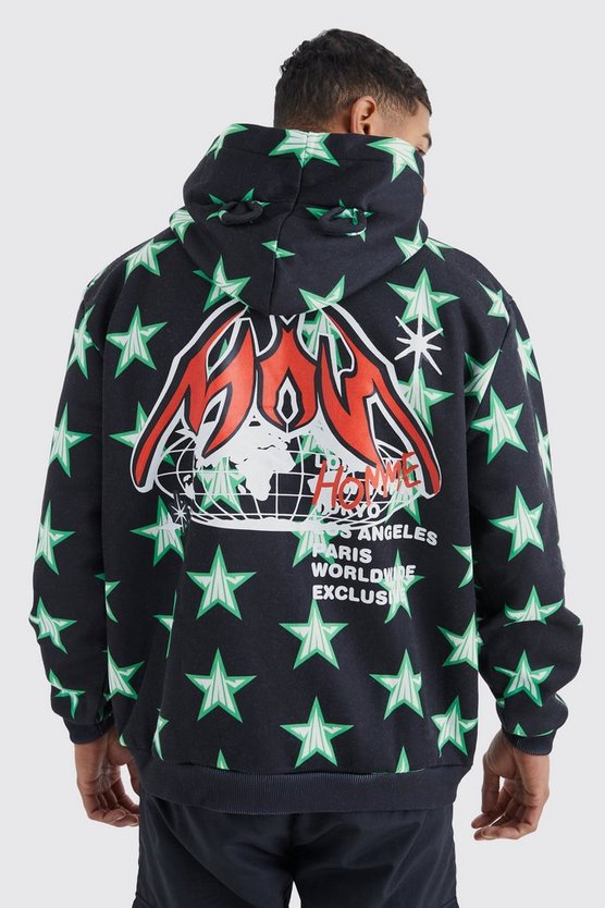 Oversize Hoodie mit Bärenohren-Print und Reißverschluss
