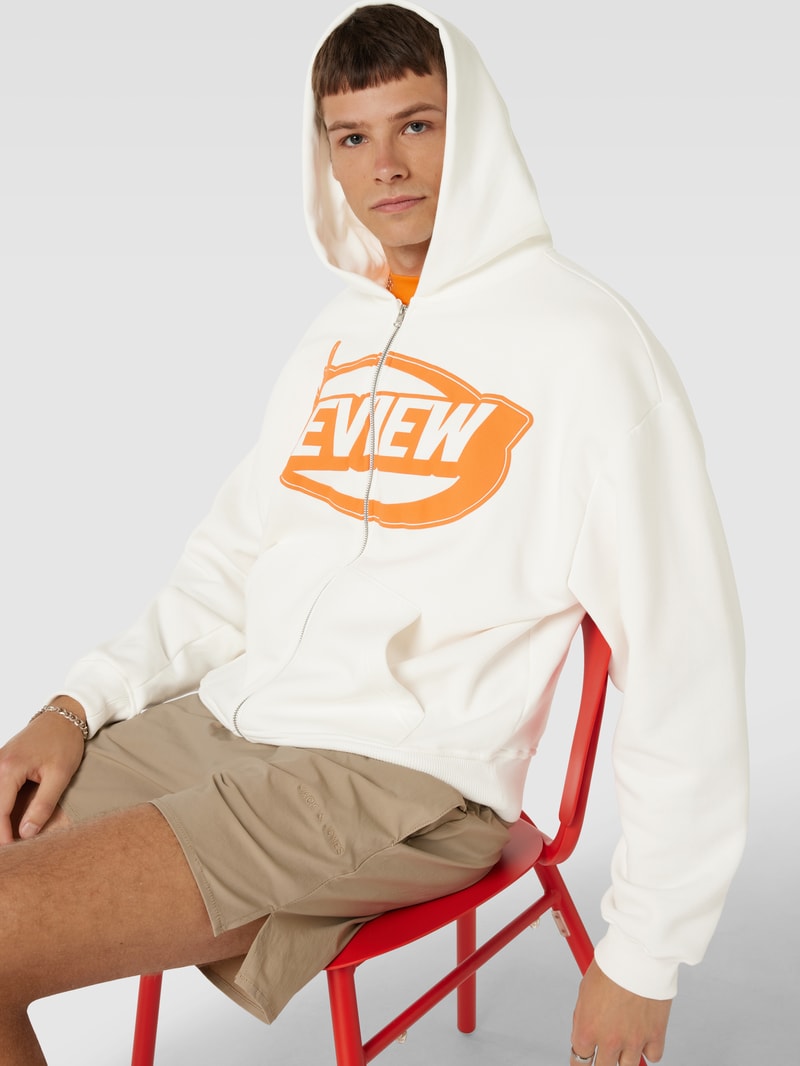 Sweatjacke mit Label-Details in offwhite