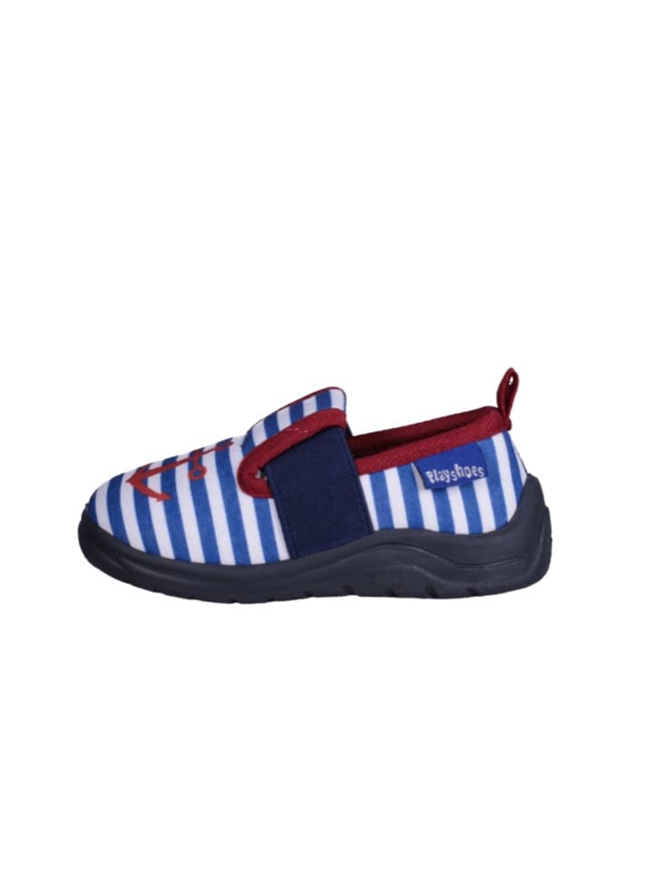 Playshoes Hausschuh maritim in Marine/weiß günstig kaufen