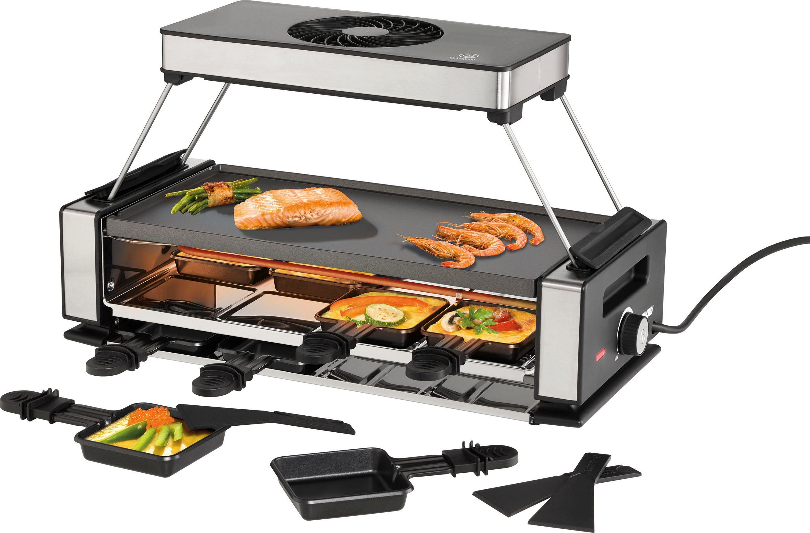 Unold Raclette Smokeless 48785, 8 Raclettepfännchen, 1200 W