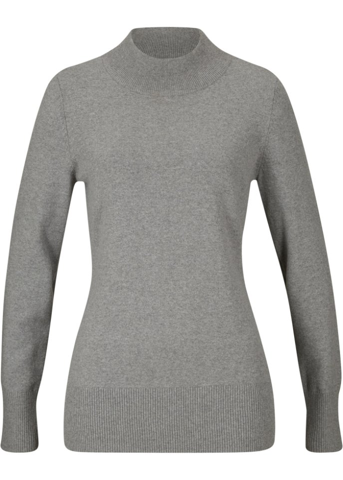 Basic Pullover mit Stehkragen mit recycelter Baumwolle