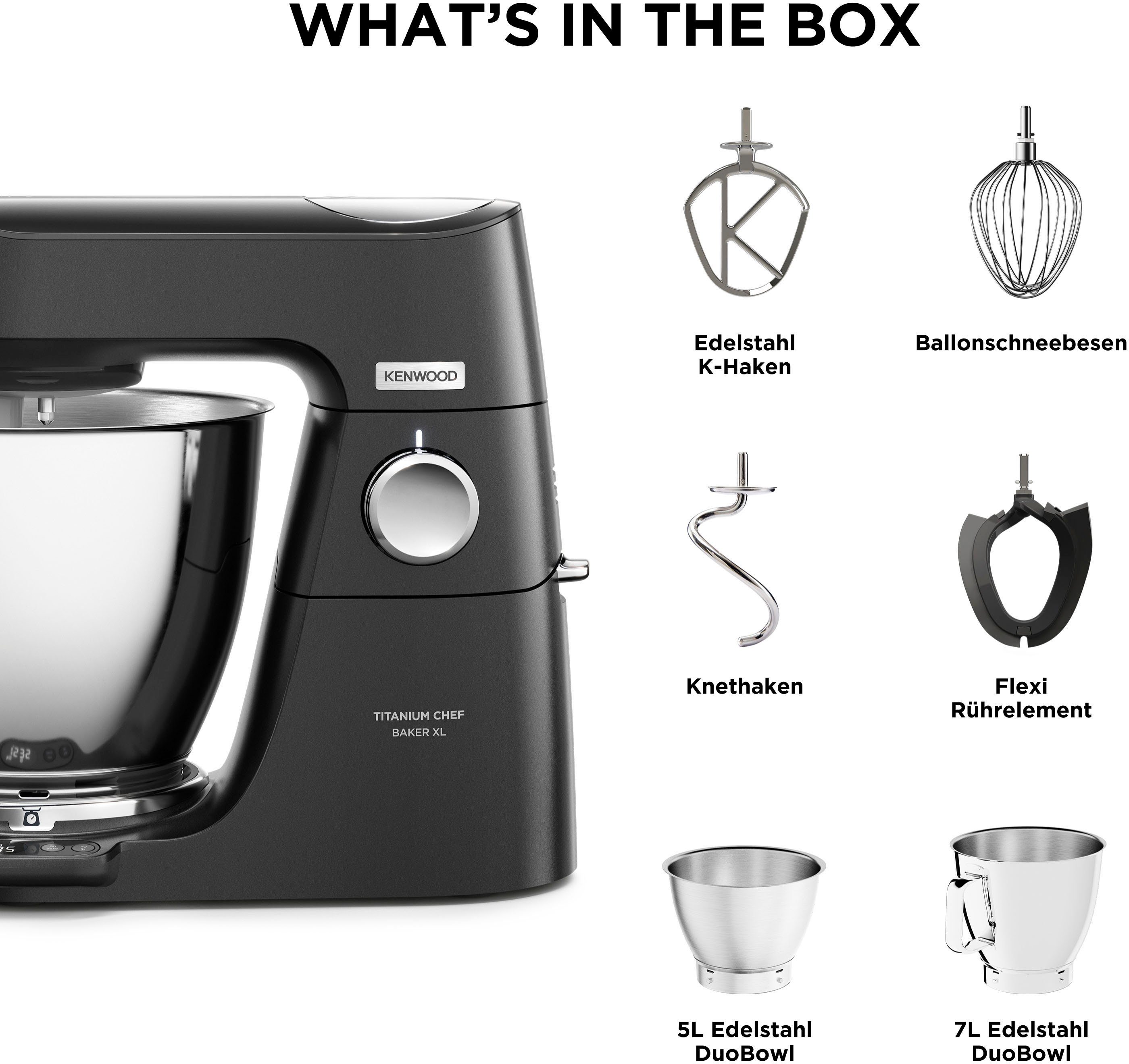 KENWOOD Küchenmaschine Titanium Chef Baker XL KVL85.004BK, Zubehör, Gratis Wert UVP 319,-
