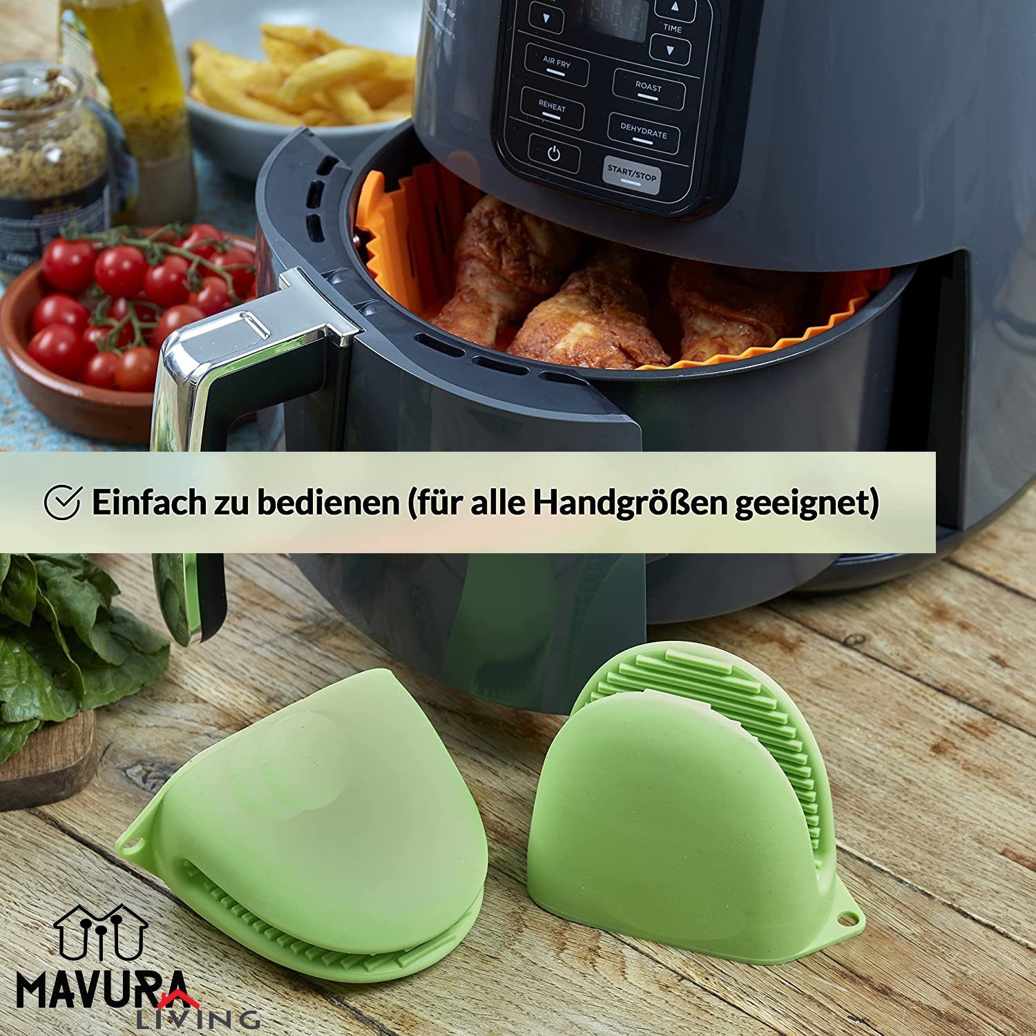 MAVURA Topfhandschuhe Mini Ofenhandschuhe Silikon Topf Handschuhe Anti Rutsch Hitzebeständige Topflappen Kochhandschuhe hitzebeständig [2er Set]