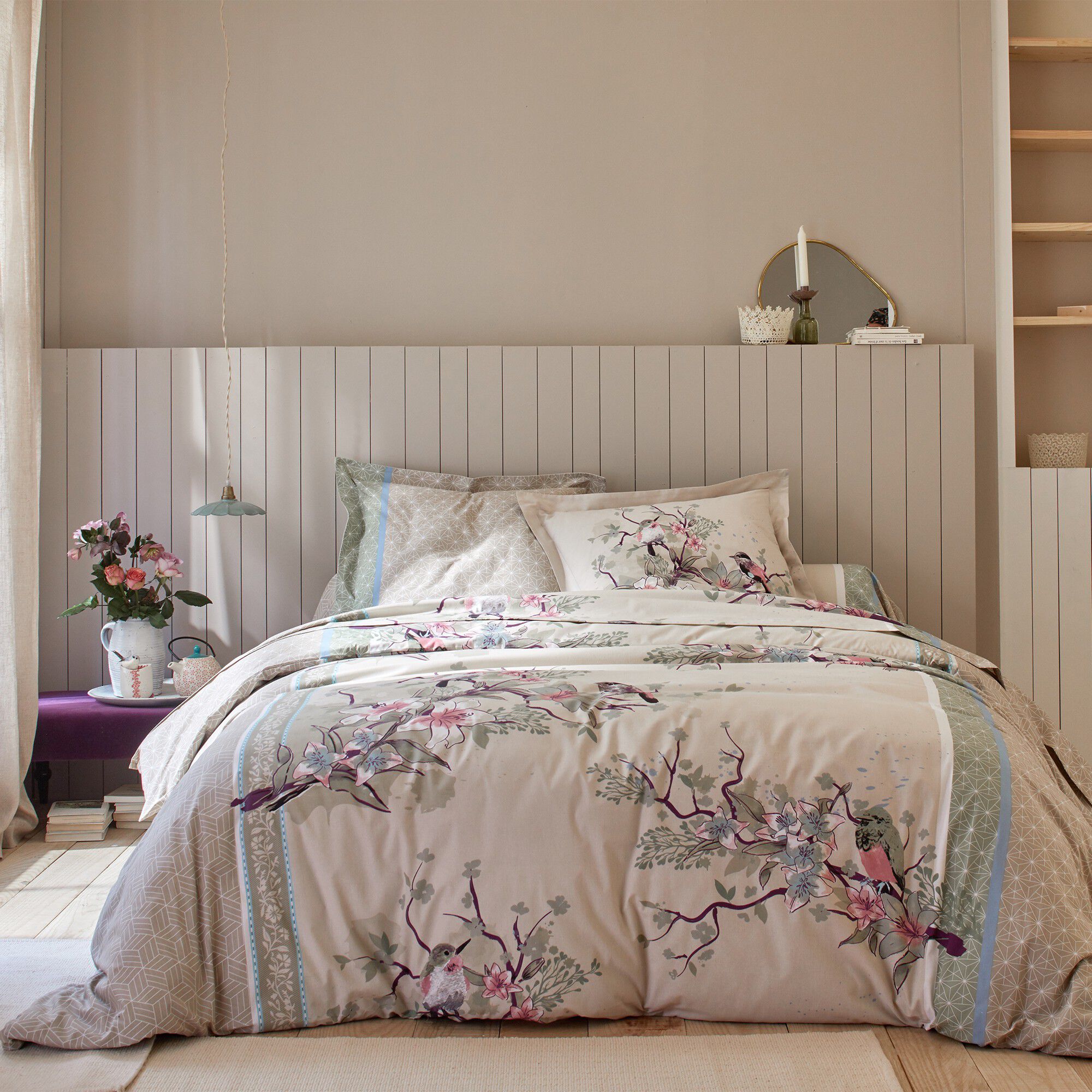 Linge de lit Birdy en coton imprimé oiseaux
