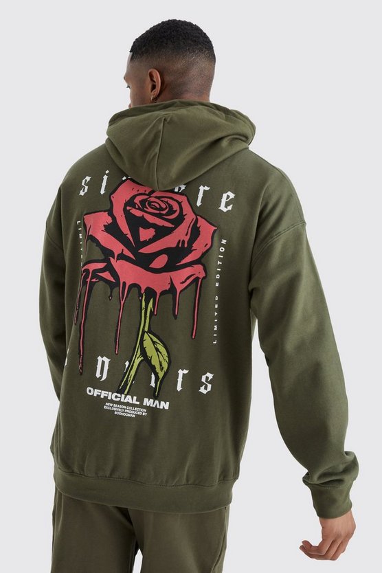 Trainingsanzug mit Kapuze und Rosen-Print