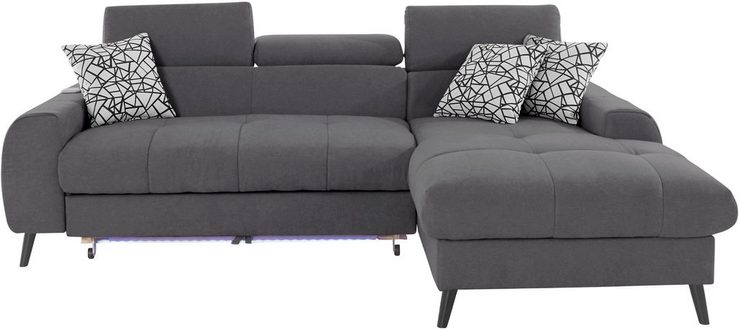 COTTA Ecksofa Mia, 3-tlg.-Kissen-Set, Recamiere, wahlweise mit oder ohne RGB-Beleuchtung