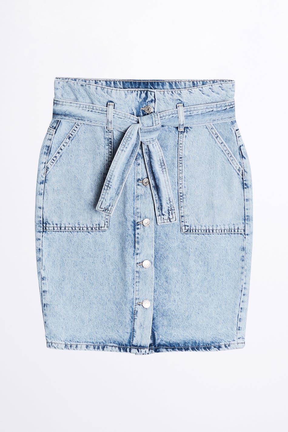 Paperbag button up denim skirt