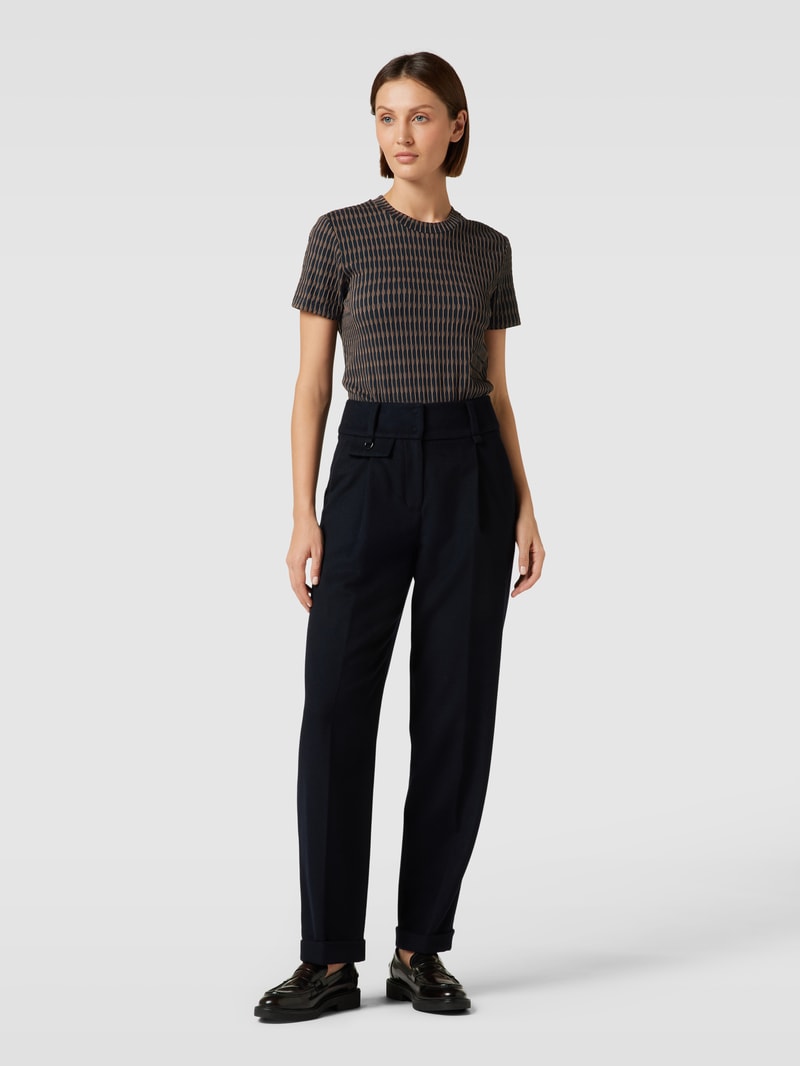T-Shirt mit Strukturmuster Modell 'Silay' in marineblau