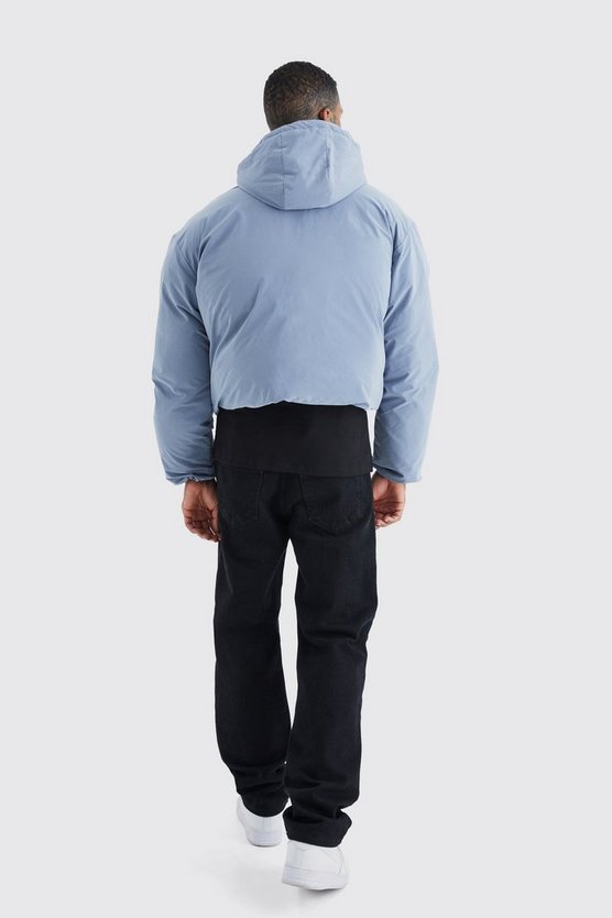 Kastige Nylon-Steppjacke mit Kapuze