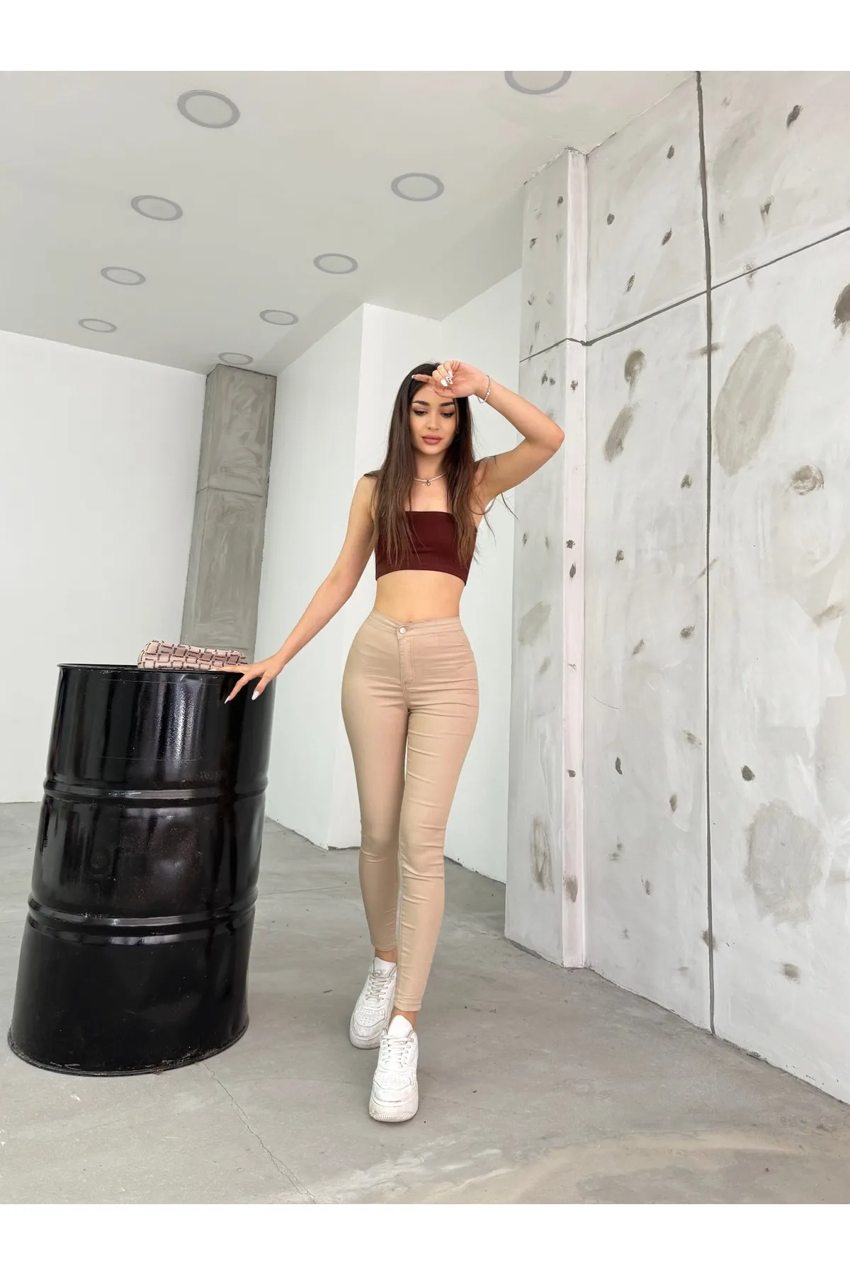 BİKELİFE  Beige Lycra-Leggings für Damen
