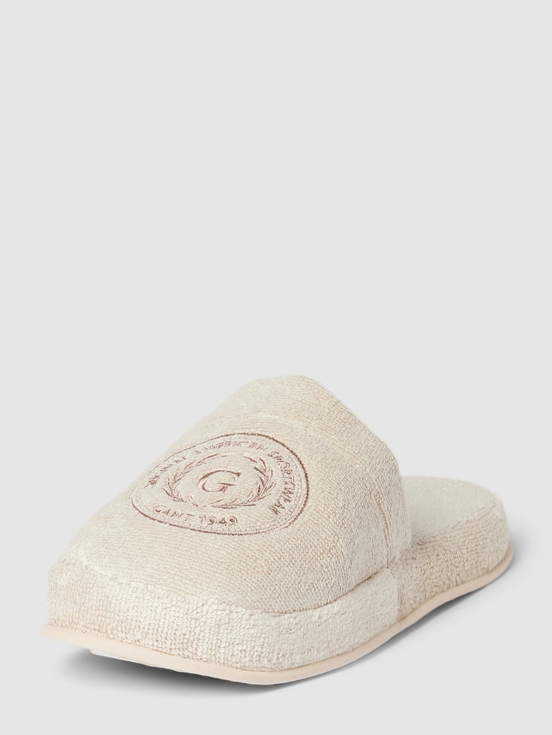 Hausschuhe mit Label-Stitching Modell 'CREST' in sand