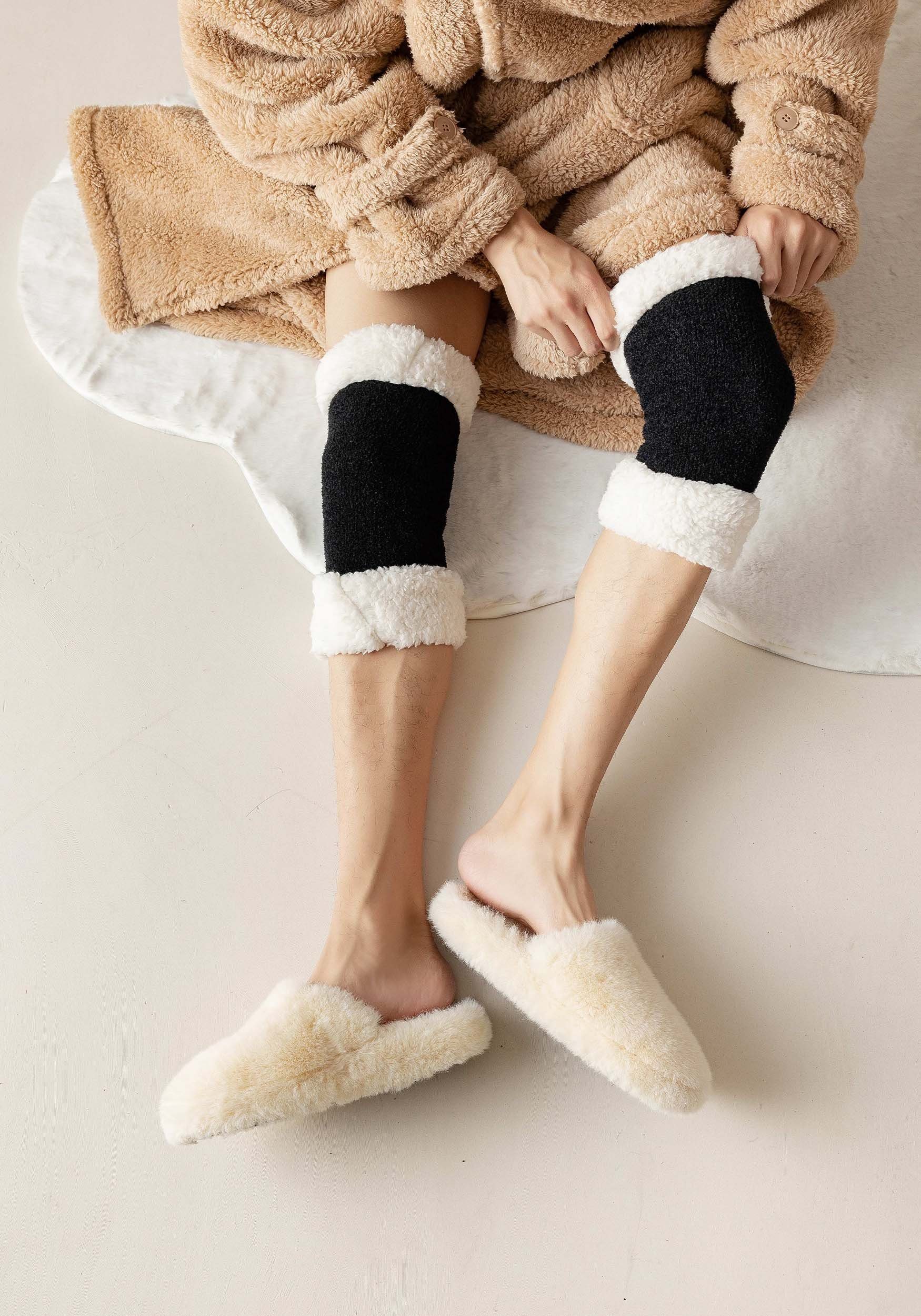 MAGICSHE Stulpensocken 2 Paare Verdicken Lammkashmere Wärmer Sockenbezug aus Kniewolle (2-Paar)