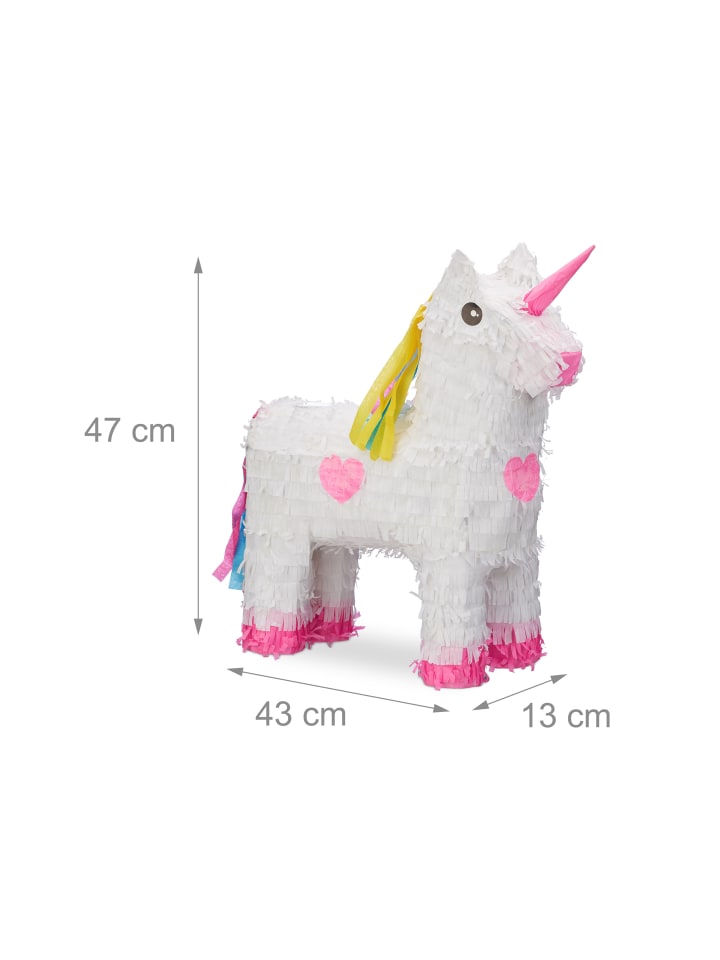 relaxdays Pinata Einhorn in Weiß/Rosa günstig kaufen onesize
