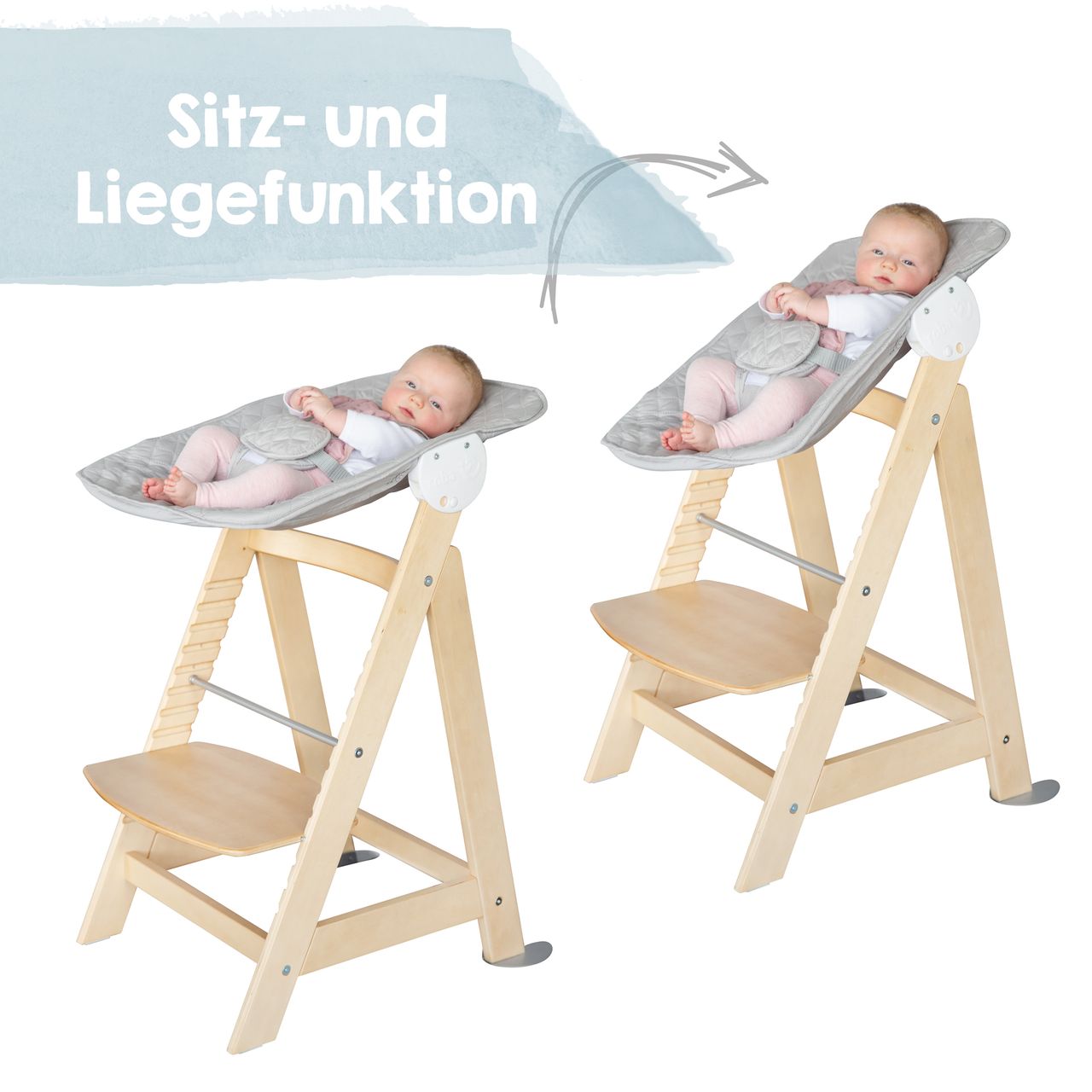 Roba Born Up Treppenhochstuhl, Set 2in1, 'roba Style grau', ab Geburt