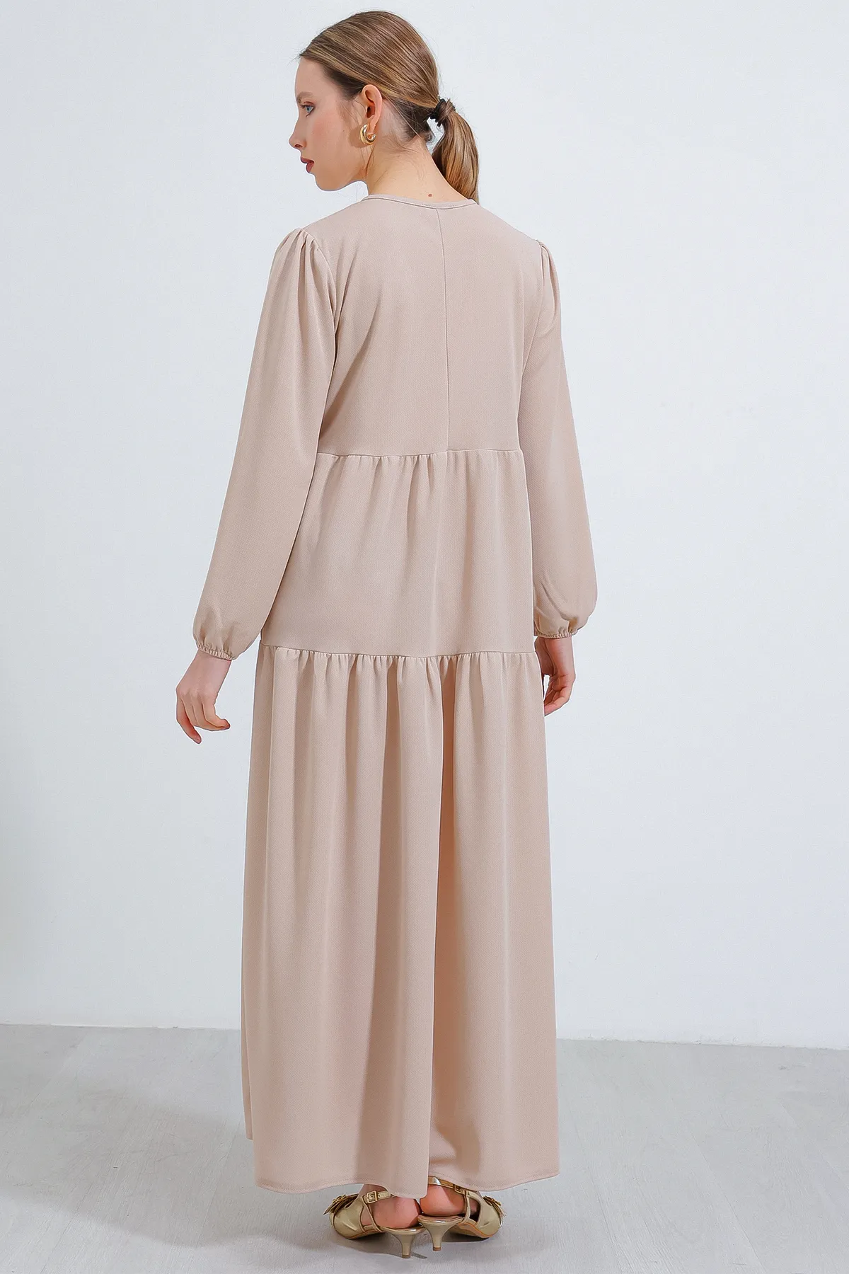 Bigdart  Cremefarbenes, langes gestricktes Hijab-Kleid für Damen 2482
