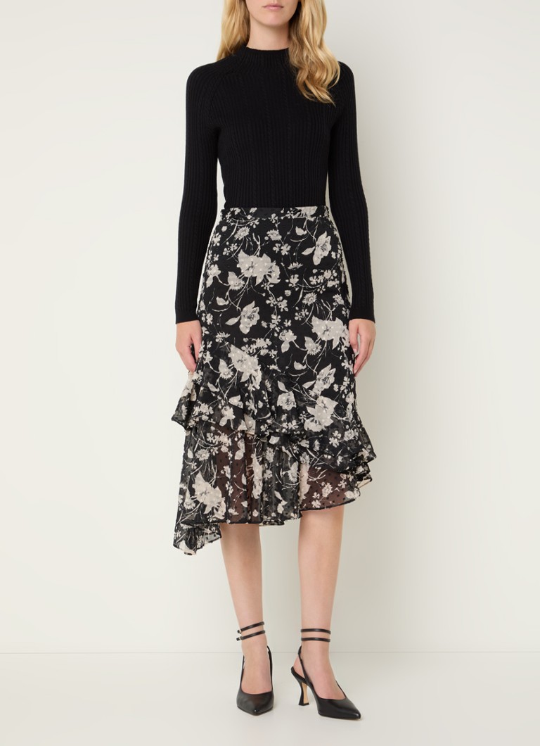 Jupe midi Winona de LKBennett, à imprimé floral et ourlet asymétrique