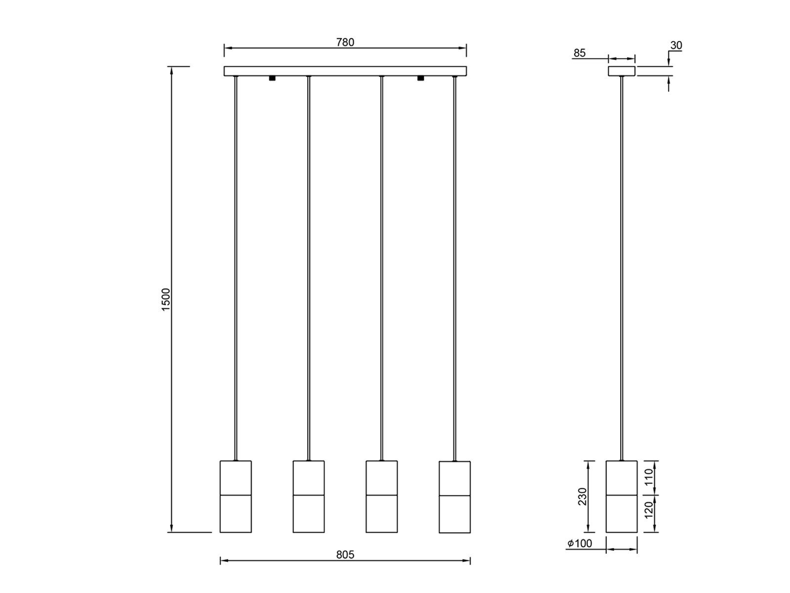 meineWunschleuchte LED Pendelleuchte, LED wechselbar, Warmweiß, Rauchglas Balken-leuchte mehrflammig für über-n Esstisch & Kochinsel
