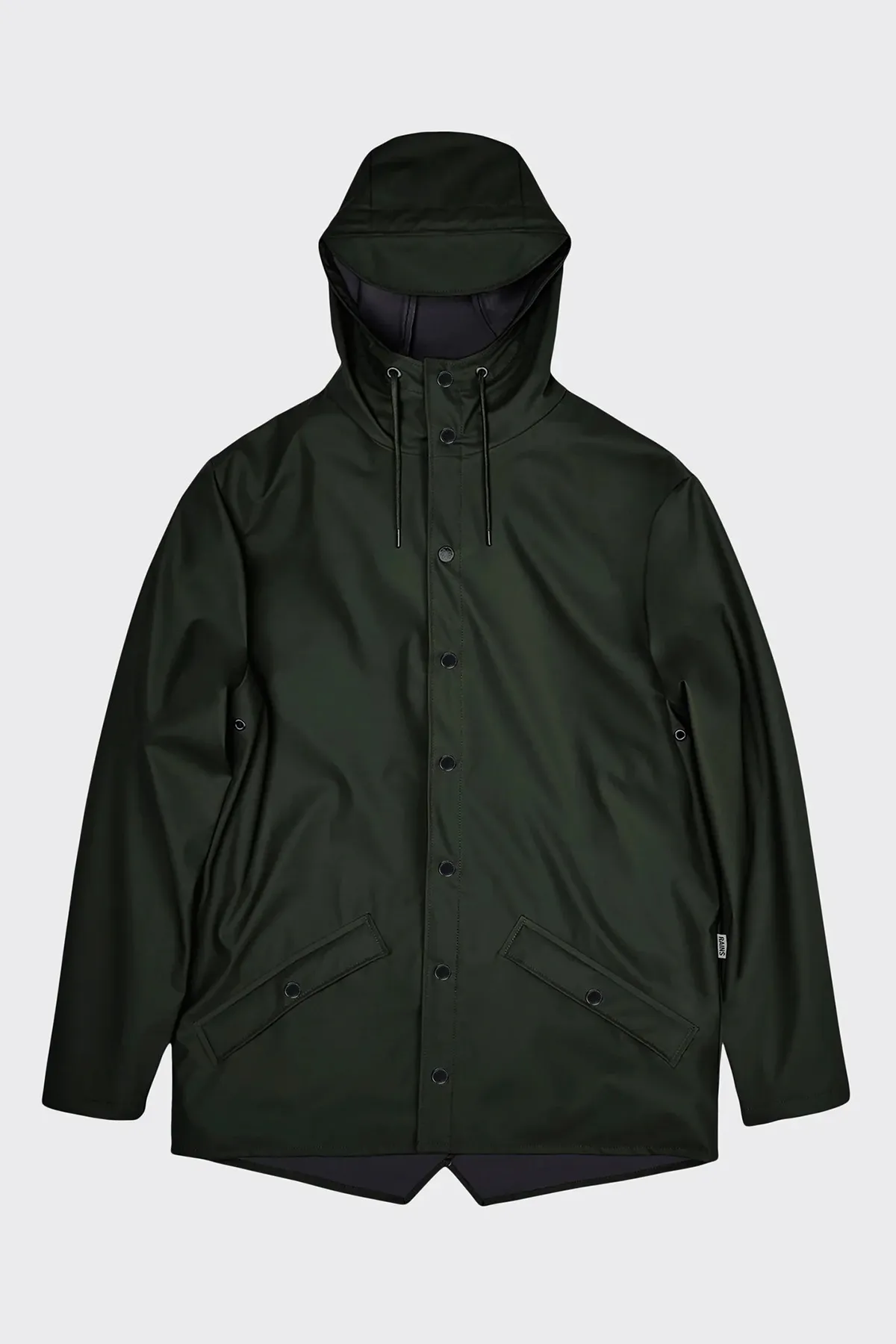 Rains  Die wasserdichte Jacke ist aus dem charakteristischen PU-Stoff von Rains geschnitten und verfügt über ultraschallverschweißte Nähte