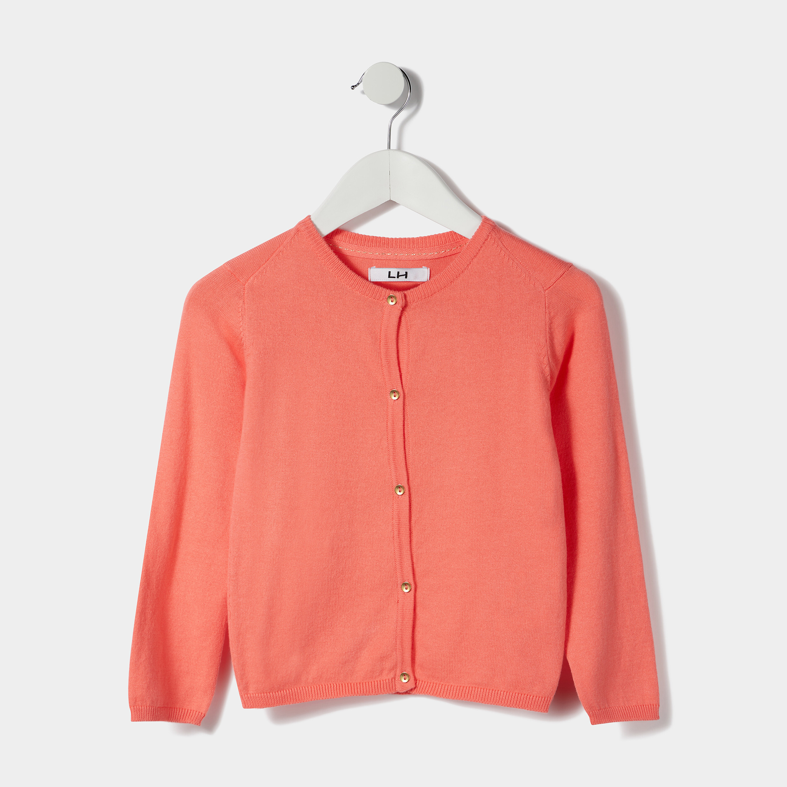 Gilet boutonné rose corail fille | La Halle