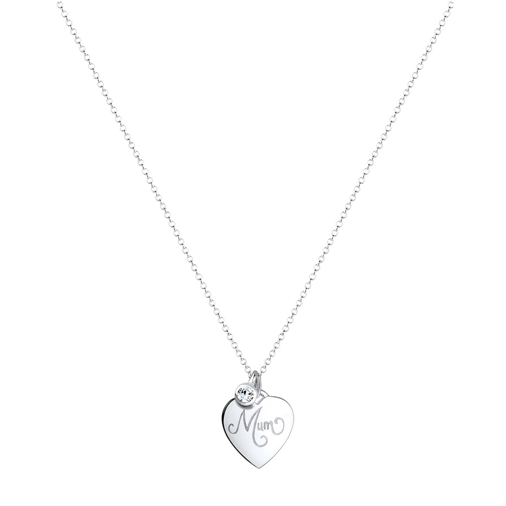 Elli Elli Collier Coeur Gravure Mum Cristaux Collier Femme - Plaqué Or Rose Argent (92 collier