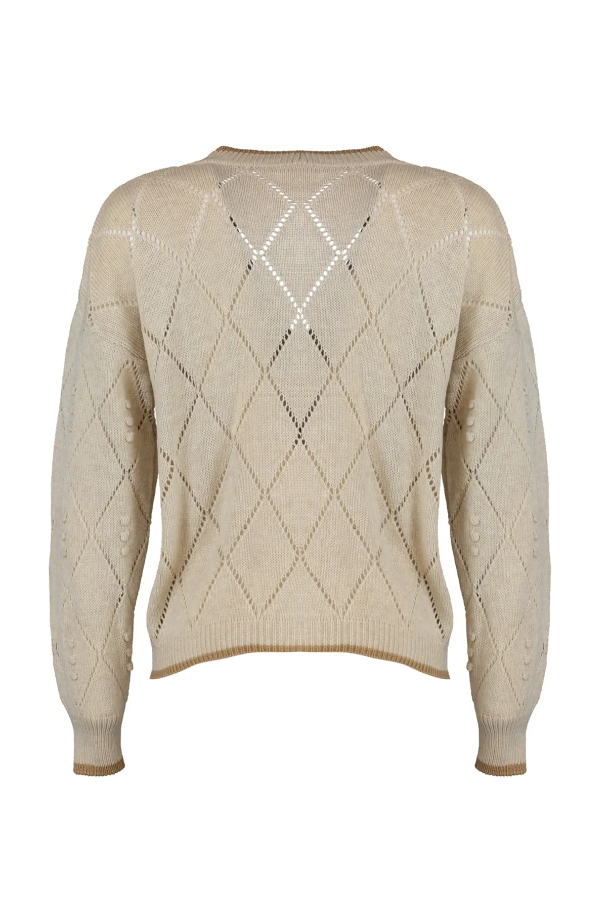 Trendyol Collection  Steinfarbener, durchbrochener Strickcardigan TWOAW22HI0290