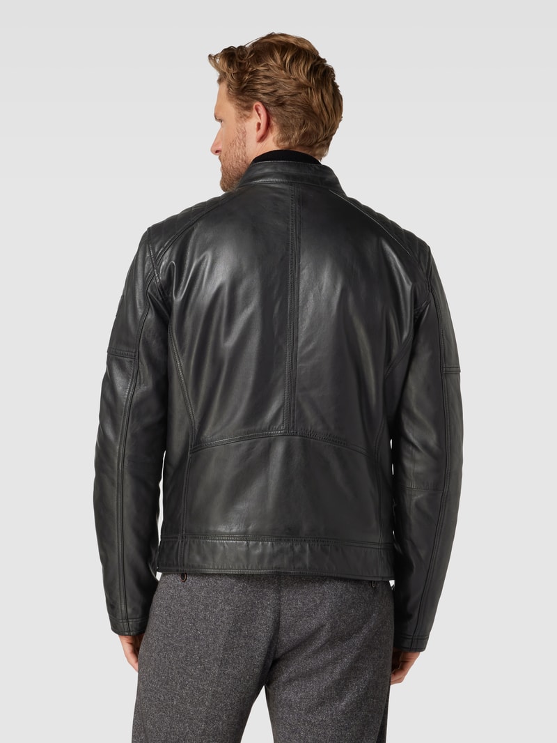 Lederjacke mit Reißverschlusstaschen Modell 'BEXLEY' in schwarz