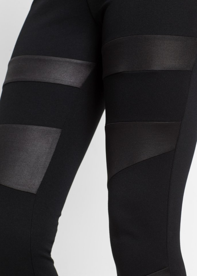 Leggings mit Lederimitat-Einsätzen