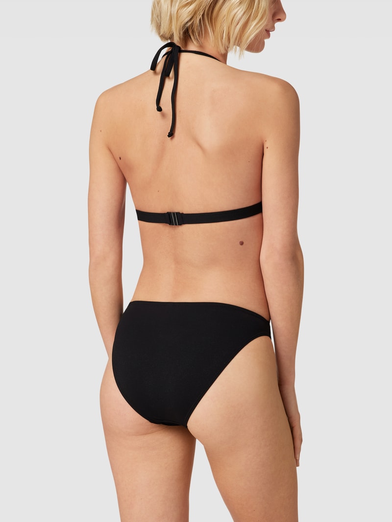 Bikini-Oberteil mit Strukturmuster und Schnürung in schwarz