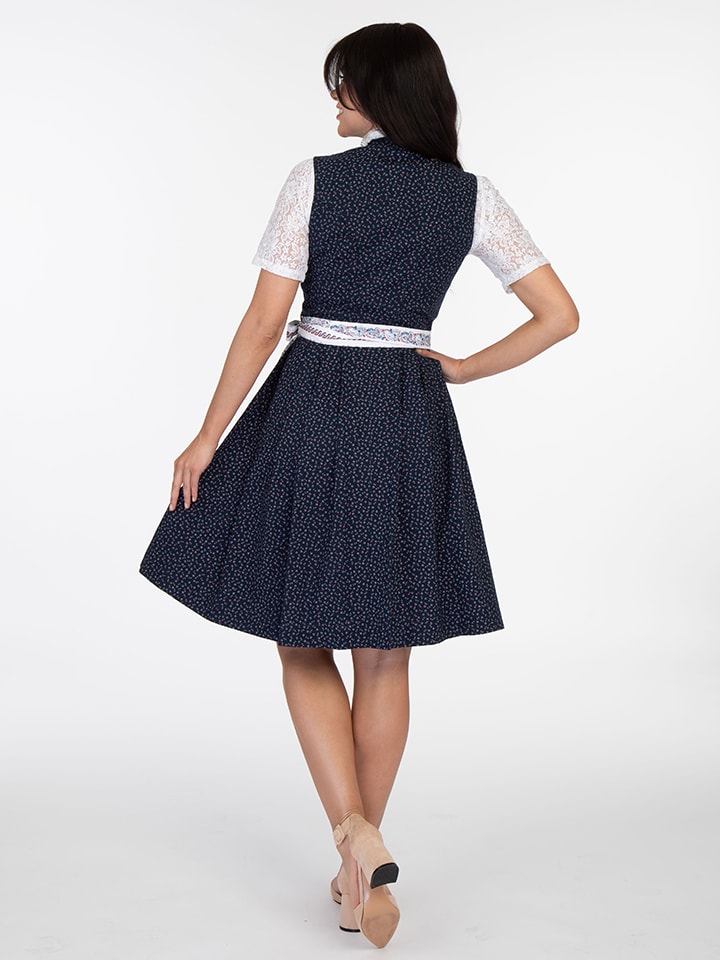 Almsach Dirndl in Dunkelblau/ Weiß günstig kaufen