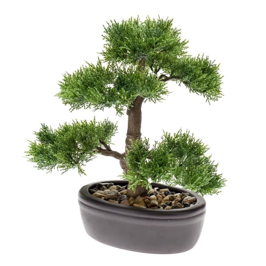 Kunstrasen Kunstpflanze Bonsai Zeder Grün 32 cm 420001, Emerald, Höhe: 32 mm
