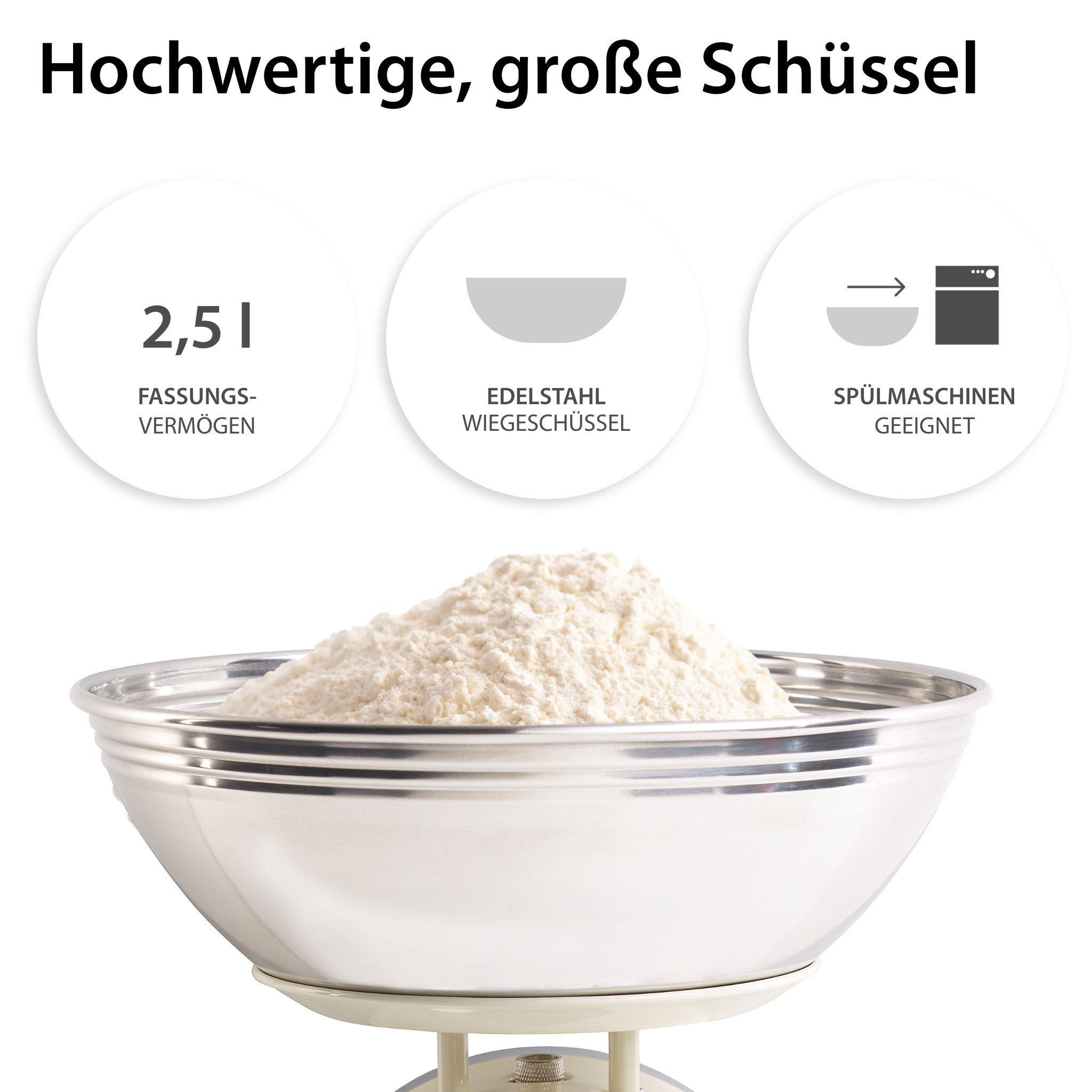 ADE Schüsselwaage KM1500, nostalgische Schüsselwaage im Retro-Design, Landhausstil