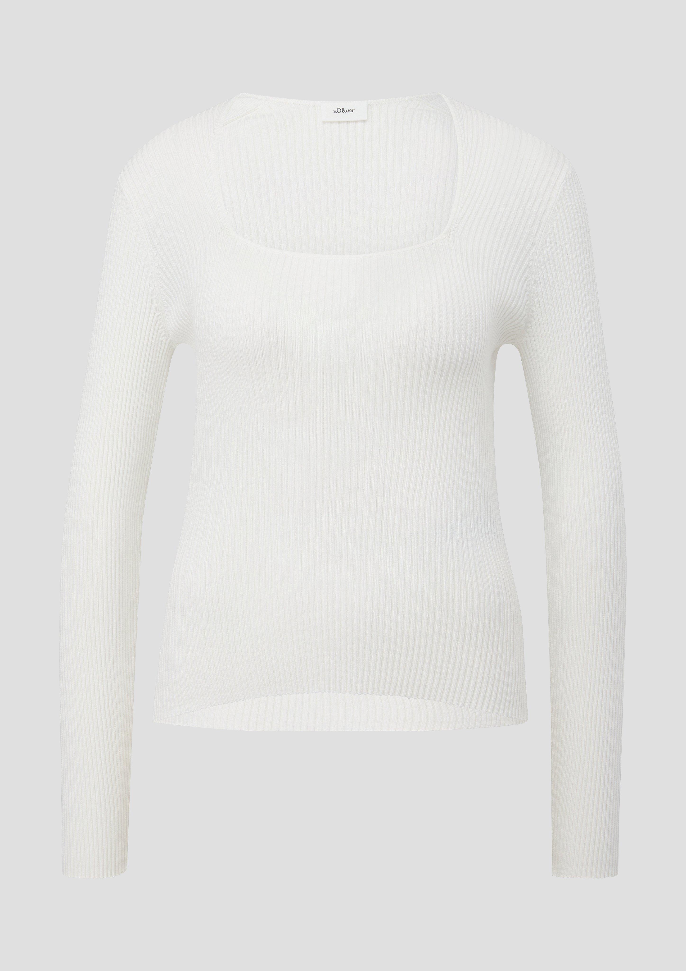 Gerippter Strickpullover aus Viskosemix  2138856-0200