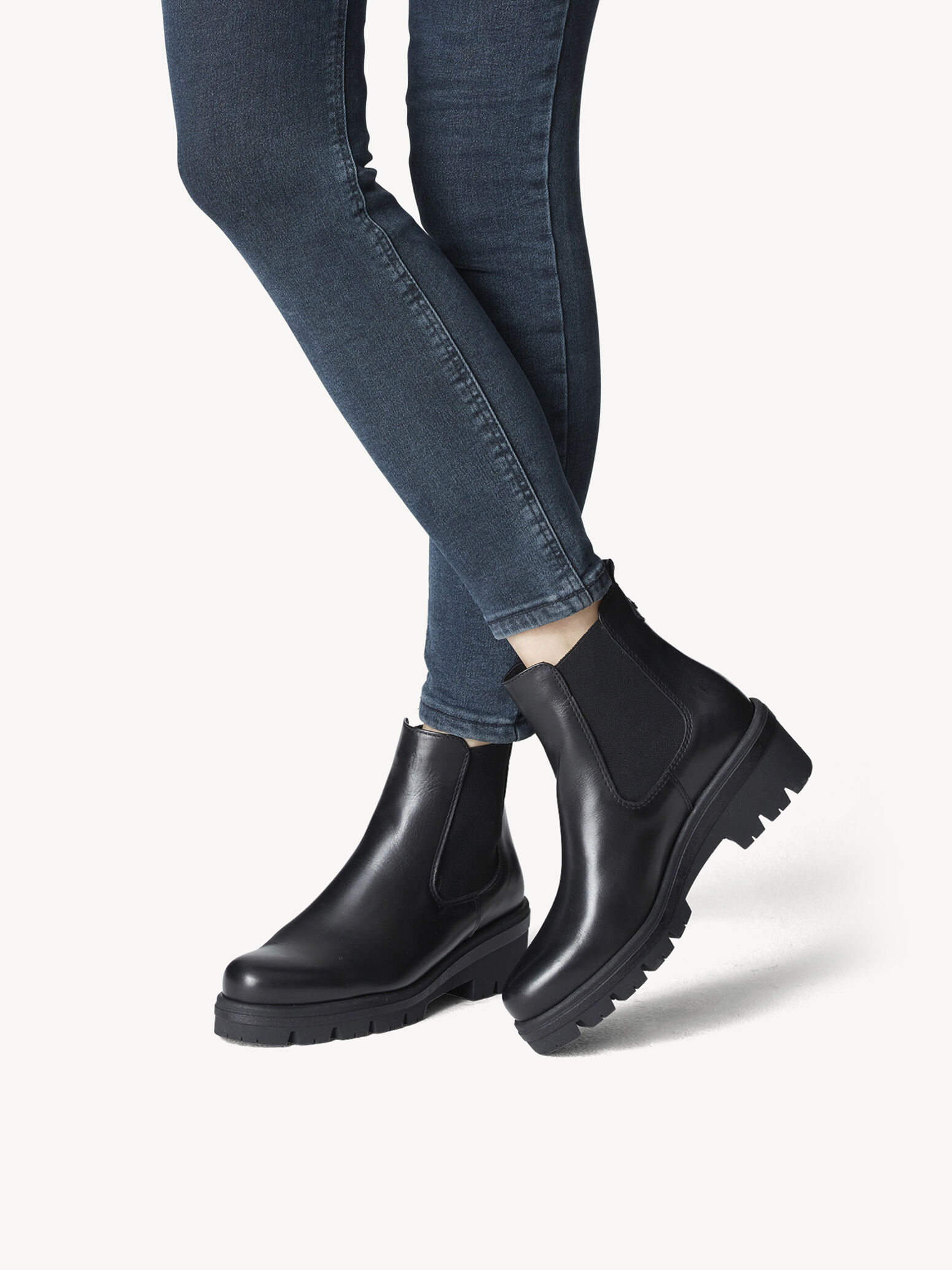 Bottine Chelsea en cuir - noir