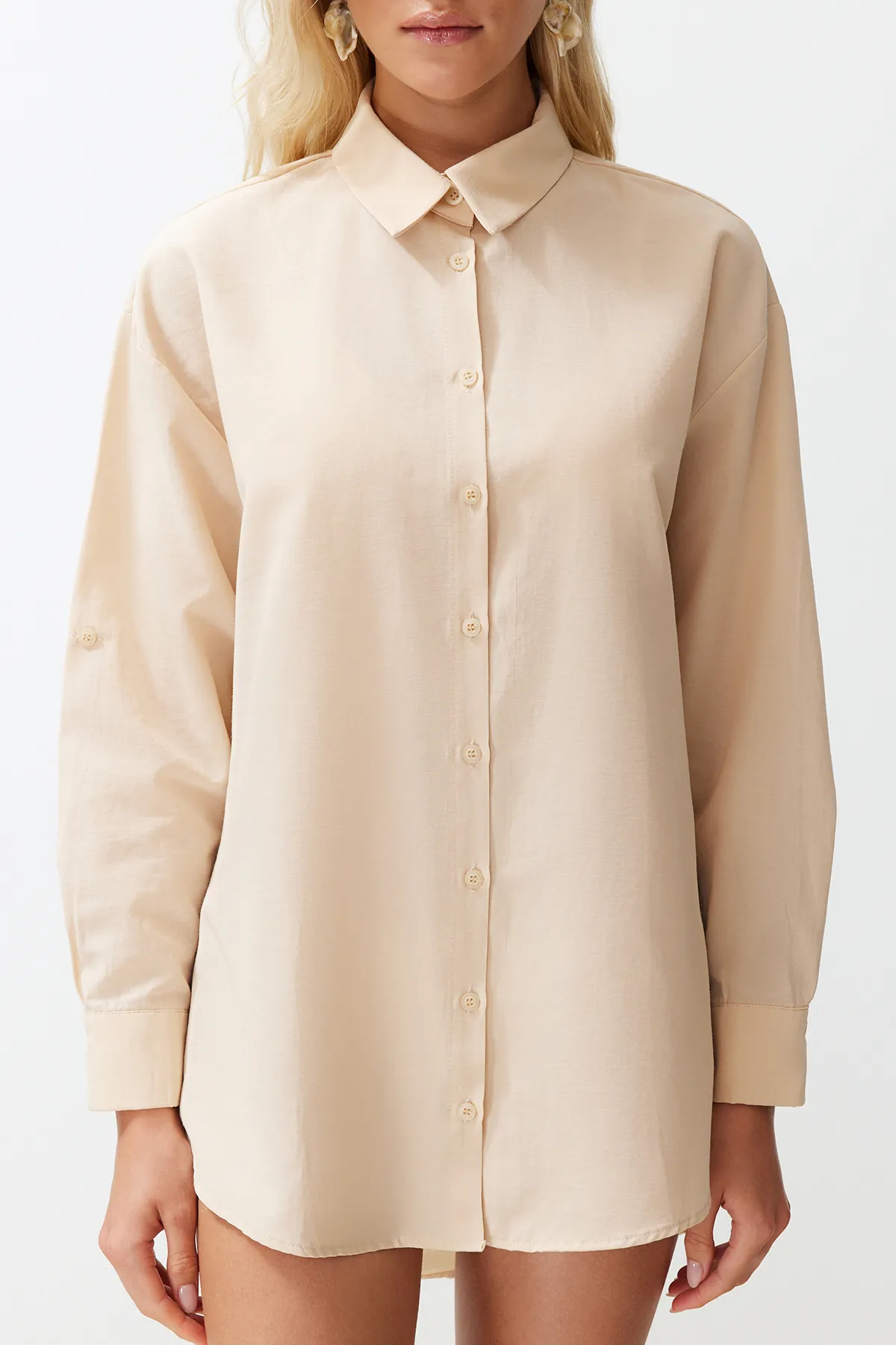 Trendyol Collection  Beige gewebtes Hemd TBESS22GO0664