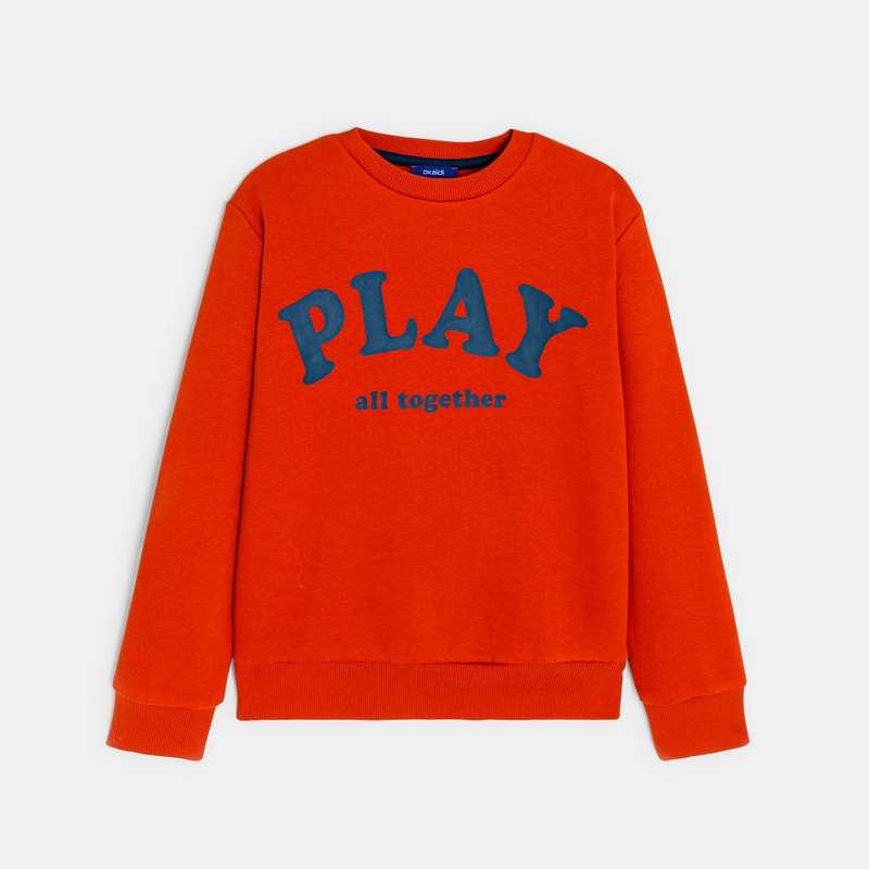 Sweat-shirt à message orange garçon