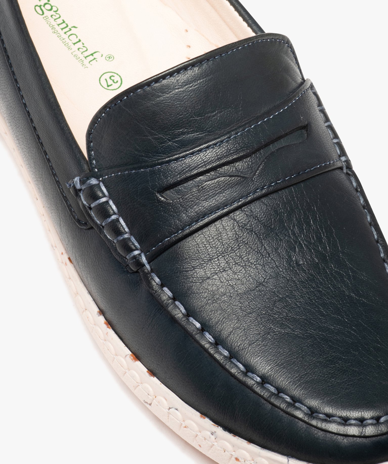 Mocassins femme dessus cuir uni et semelle crantée marine | GEMO