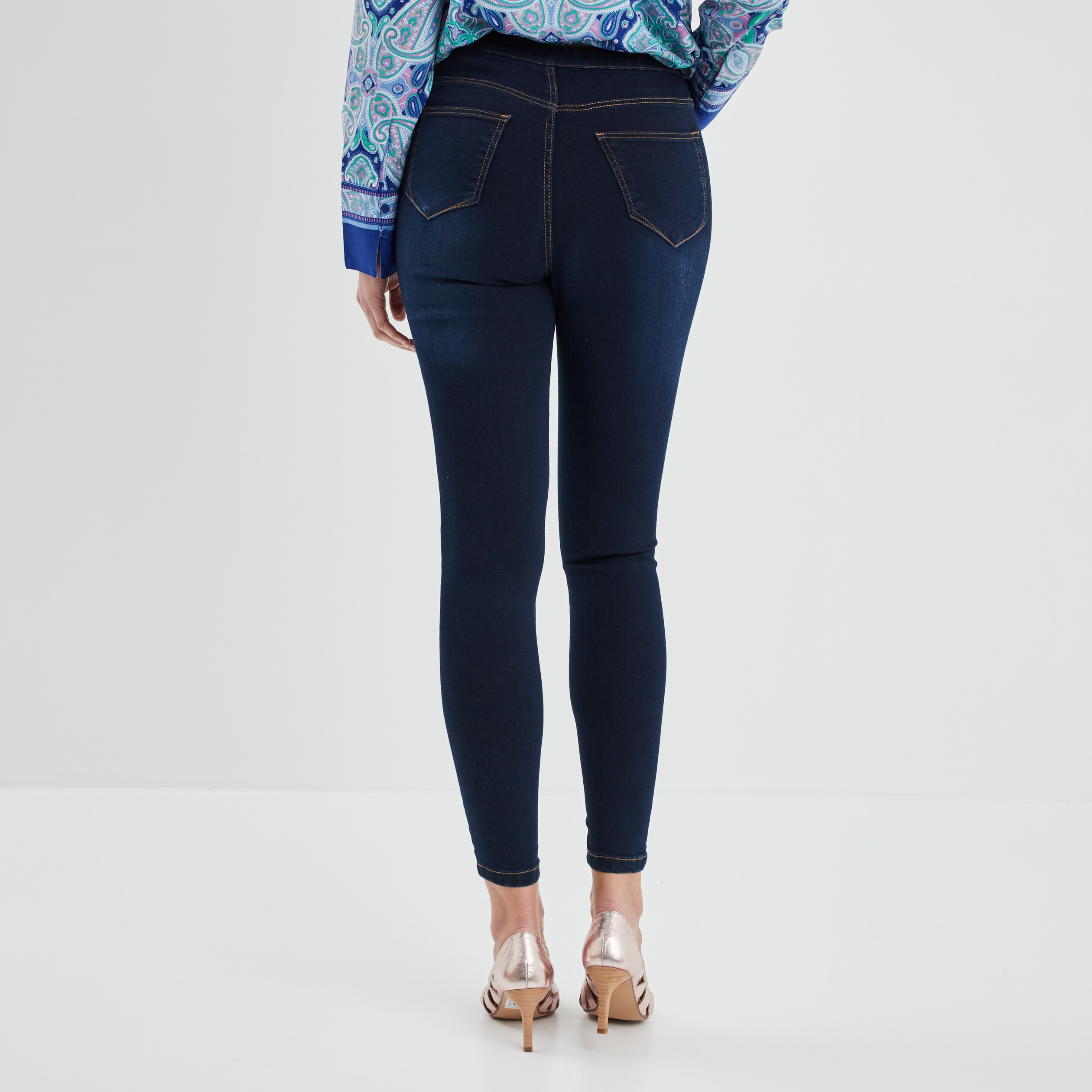 Jeans skinny taille haute denim brut femme | La Halle