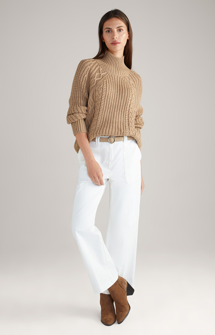 Schurwoll-Mix-Pullover in Beige
