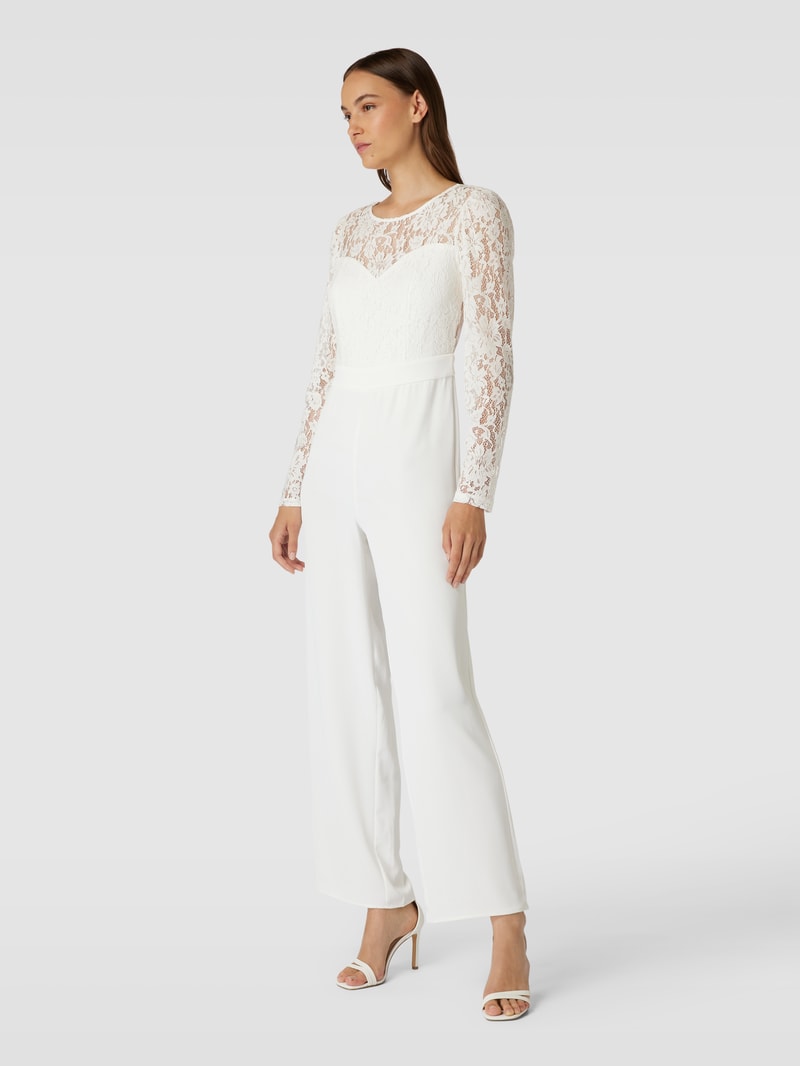 Jumpsuit mit Spitzenbesatz Modell 'NORA' in offwhite