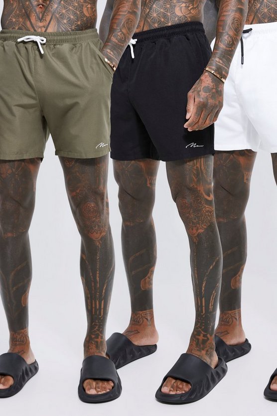 3er-Pack Man Signature Badehosen