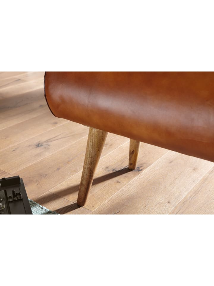 KADIMA DESIGN Sitzbank Echtleder / Massivholz Bank 100x53x40 cm, 2er Polsterbank günstig kaufen onesize