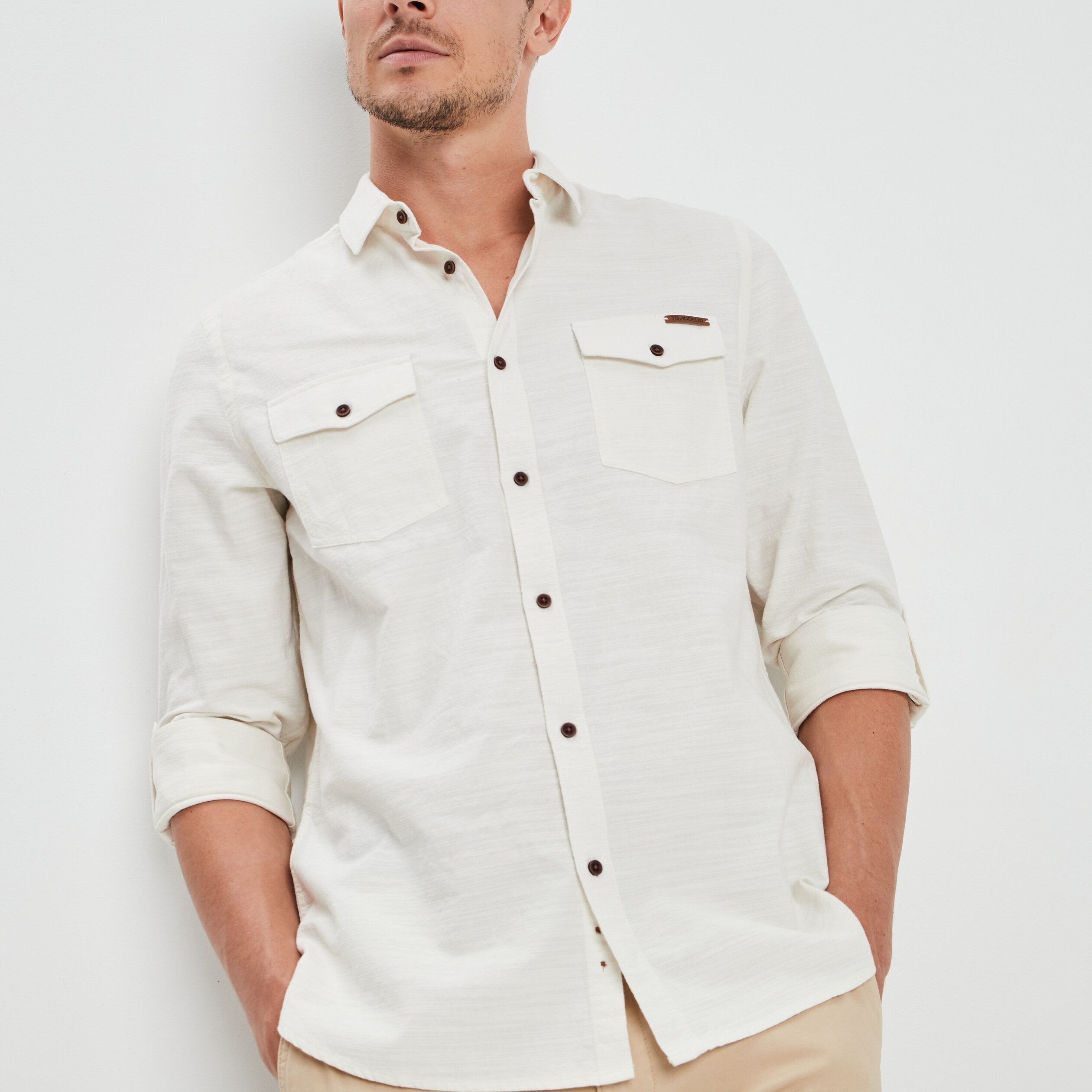 Chemise manches à revers Trappeur ivoire homme | La Halle
