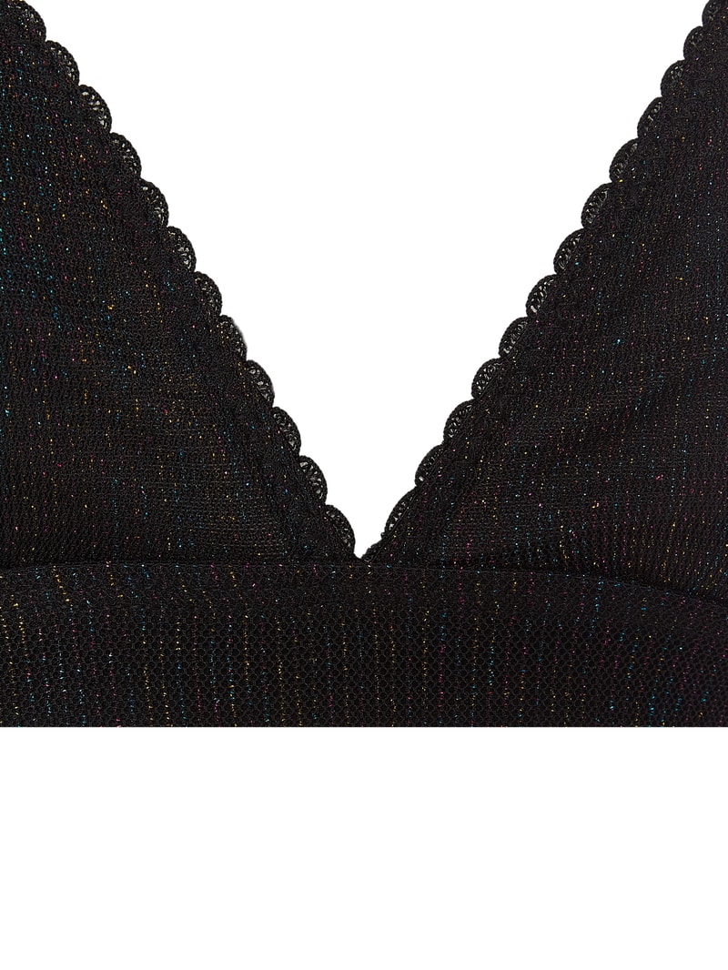 Bralette aus Mesh mit Glitter-Effekt Modell 'Twiggie' in schwarz