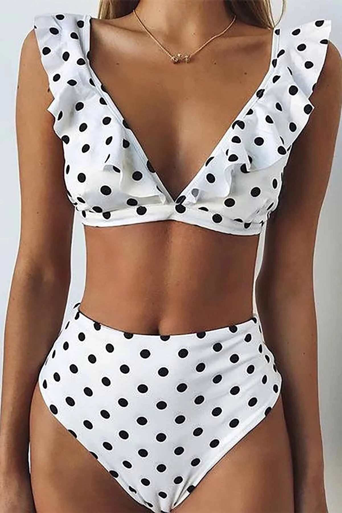 Angelsin  Polka Dot Bikini Set Weiß