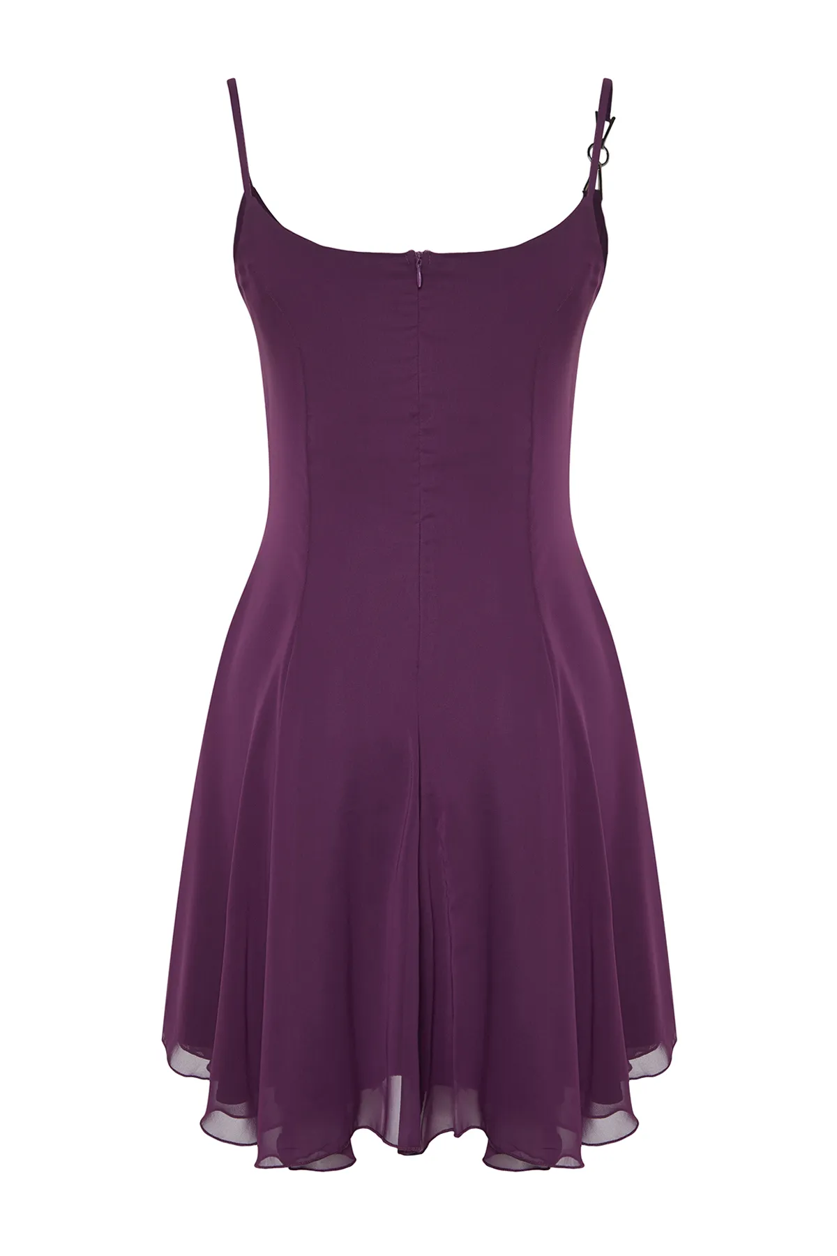 Trendyol Collection  Lila Abendkleid aus Chiffon mit Taillenöffnung/Skater-Ausschnitt, stilvolles TPRSS23EL00033