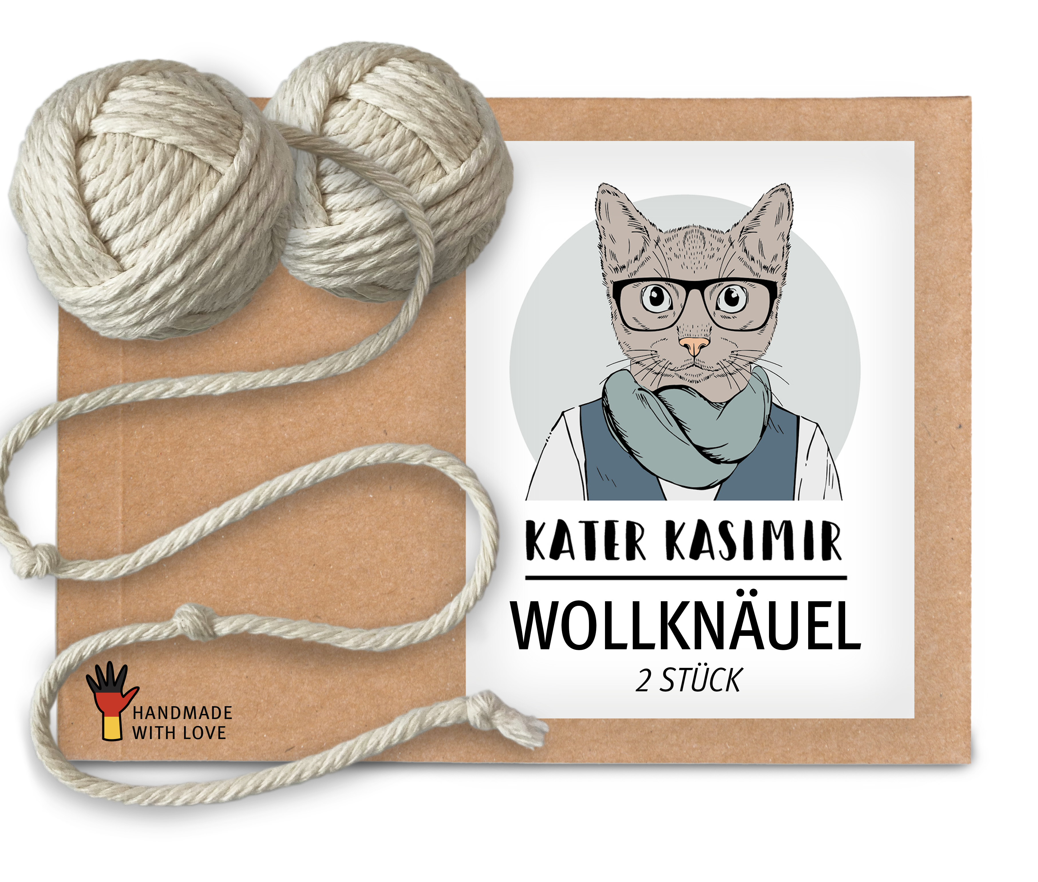 Kater Kasimir Spielmäuse & Bälle Kater Kasimir 2 handgemachte Wollknäuel aus Baumwolle