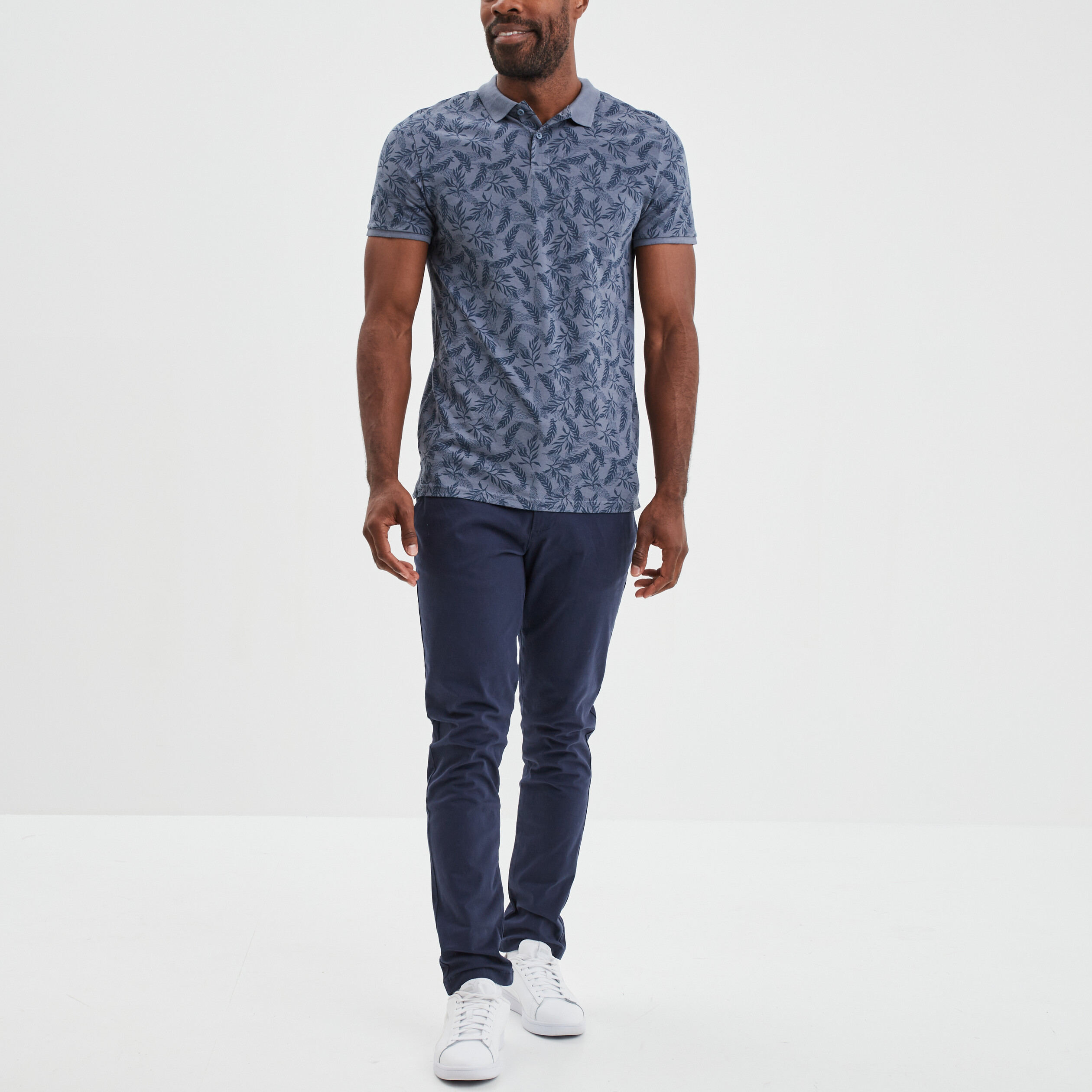Pantalon chino slim coton bleu marine homme | La Halle