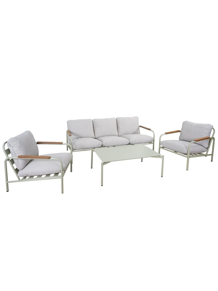 MCW Aluminium-Gartengarnitur O11, Hellgrün Polster beige günstig kaufen onesize