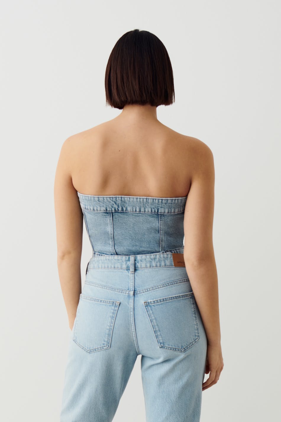 Denim button corset