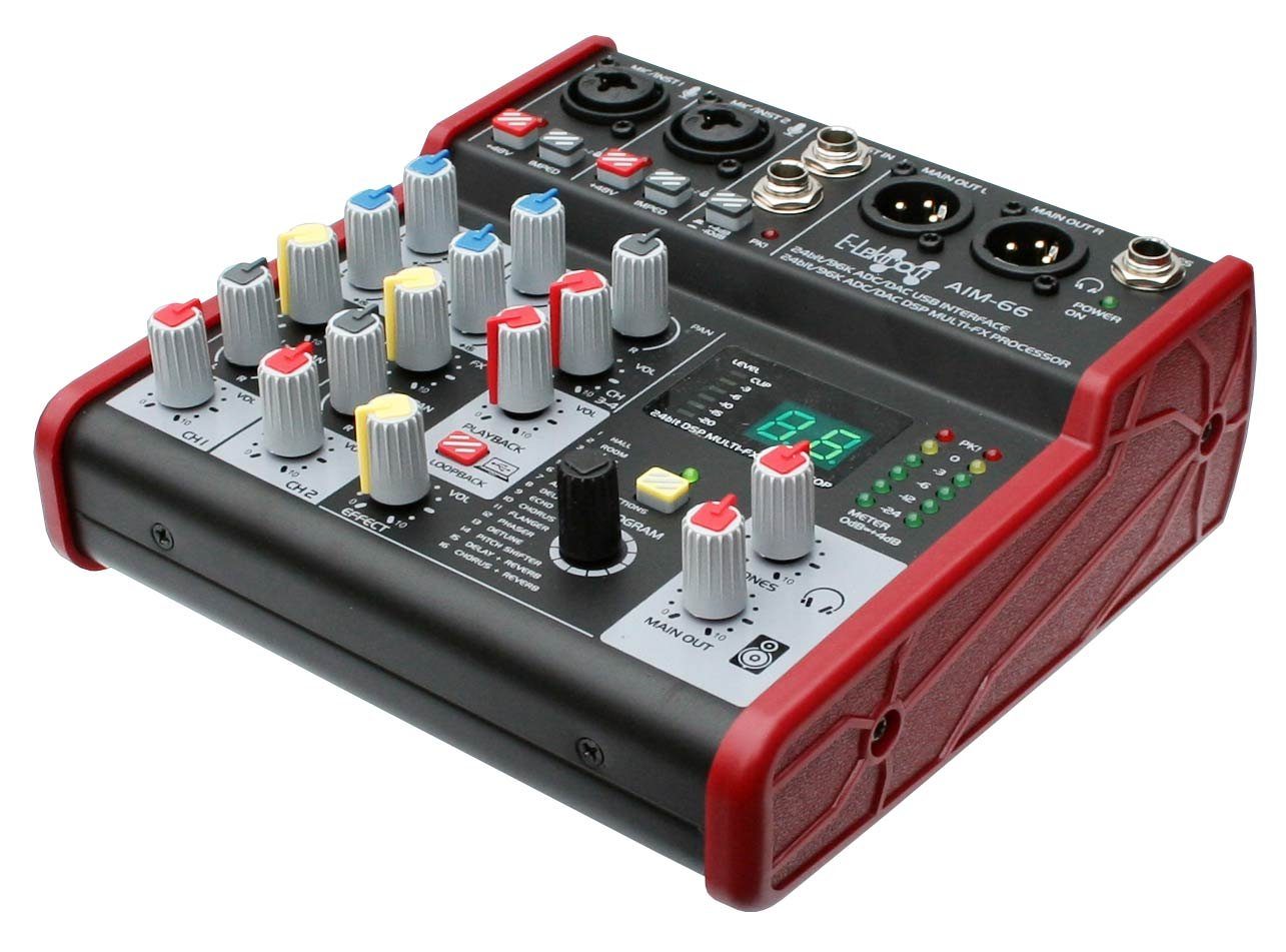 E-Lektron Mischpult AIM 24-Bit USB Interface, (2-tlg), Mikrofon-/Instrument-Kanäle, Stereo-Kanal, DSP Effekt-Prozessor
